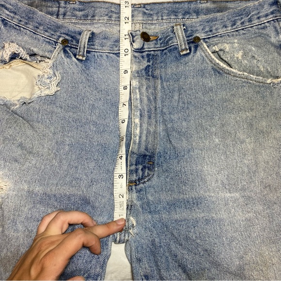 VTG Mid 90’s Wrangler Jeans Made in USA Measure 34x31 (Tag 36x32) Worn Weathered - Picture 7 of 16